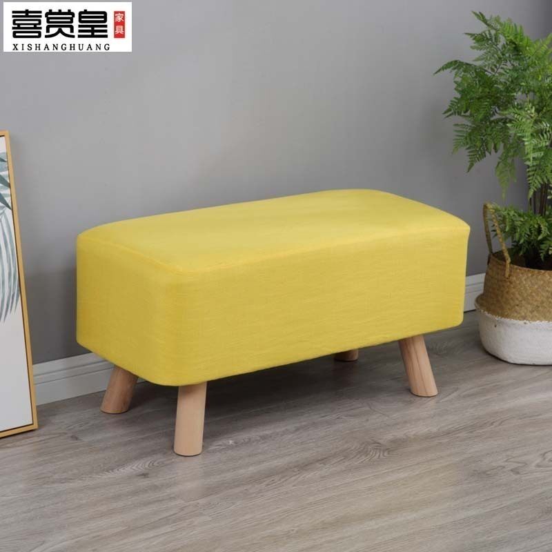 7W布艺实木长条换鞋凳