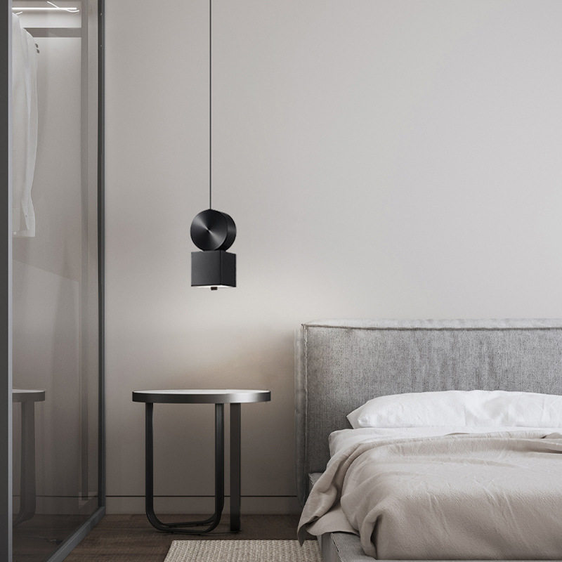 全铜意式极简 卧室床头小吊灯简约设计师现代创意方形客厅吧台灯