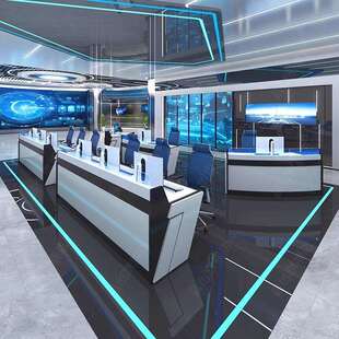 控制台应急指挥中心监控台双联三联操作台工作台弧形烤漆钢木结合