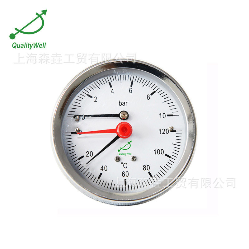 80mm轴向型温度压力一体表温度差一度效果差千里 带铜阀门带设定