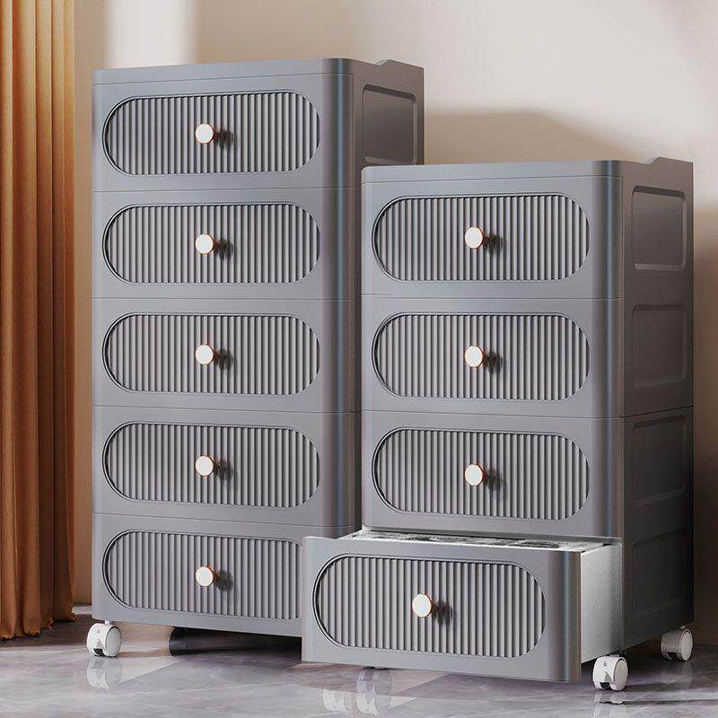40CM纯灰抽屉式多层加厚家用收纳柜床头柜杂物收纳欧式带轮储物柜