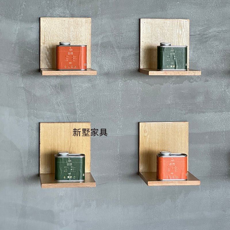简约桦木海洋板茶盒置物架马克杯壁挂展示架木质L层板多层陈列架