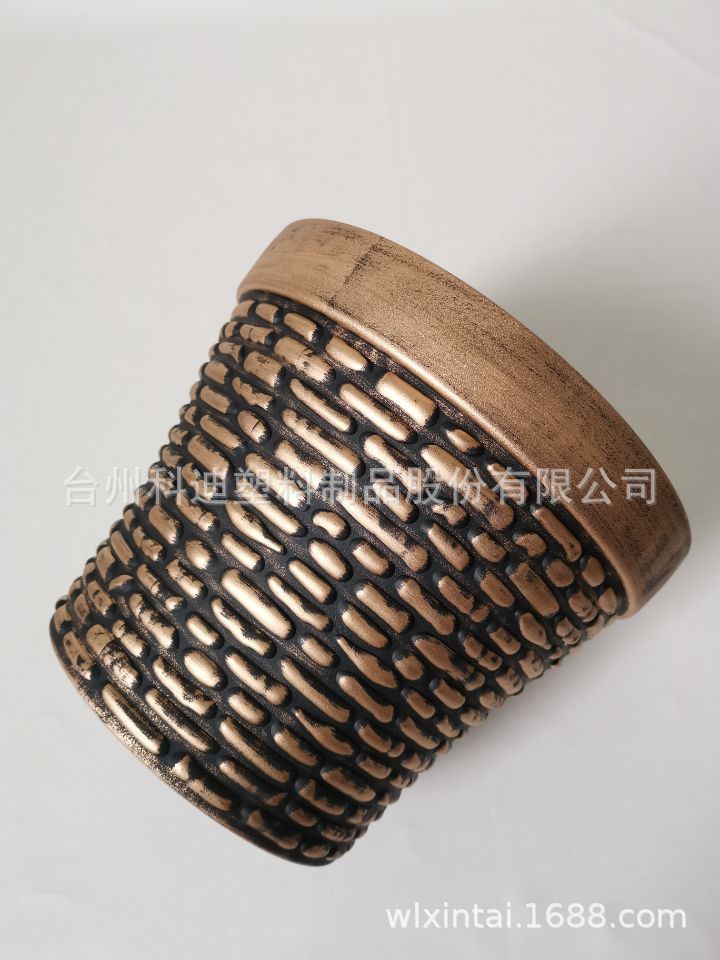 厂家直销KD9923S金银铜色鹅卵石面塑料花盆容器 居家园林器材