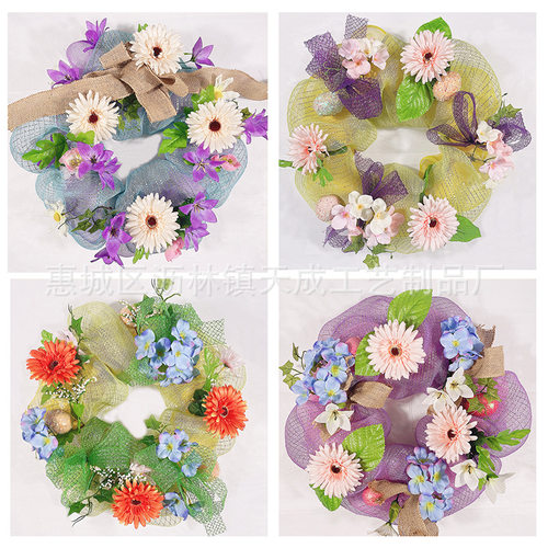 春季节日家居客厅背景装饰布置仿真花春天花环门饰工艺品挂饰墙饰