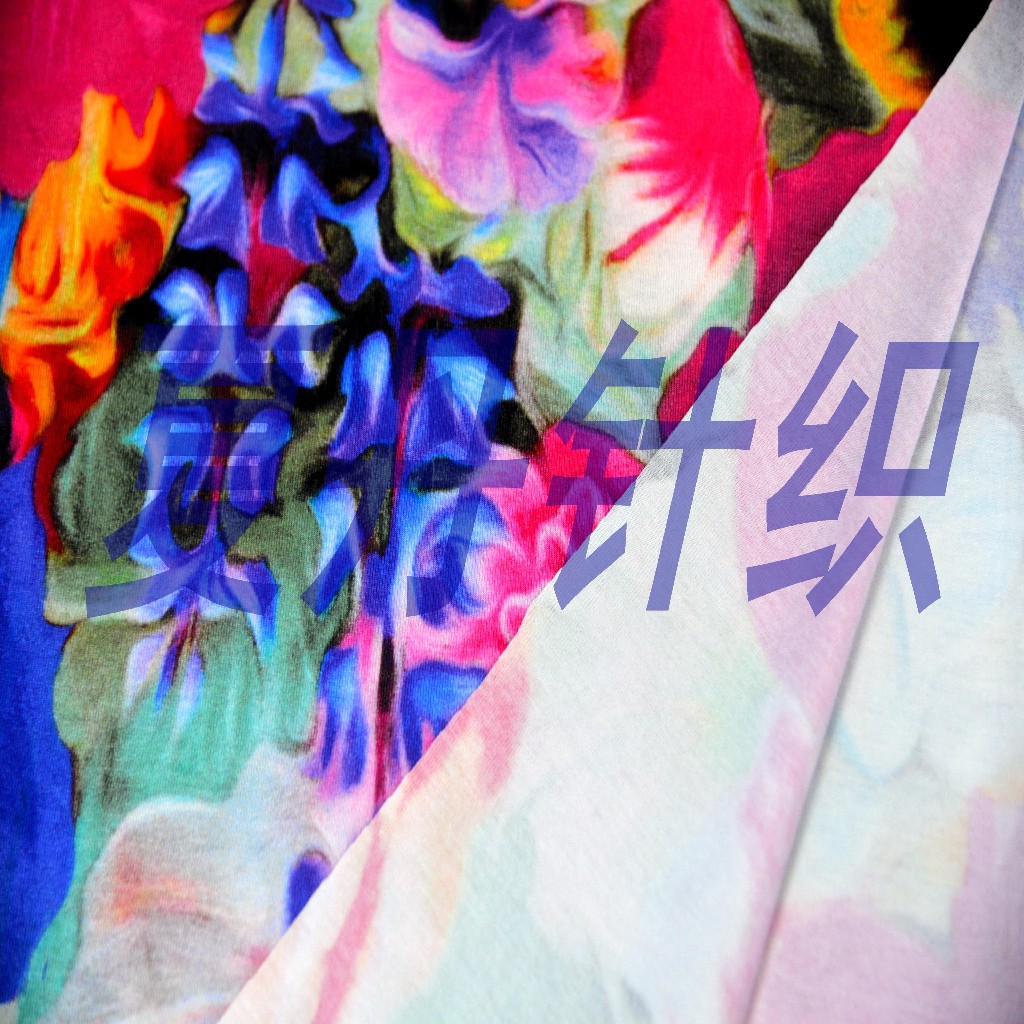 亚麻55兰精人棉45印花汗布,罗布麻混纺人造棉活性印花数码印花
