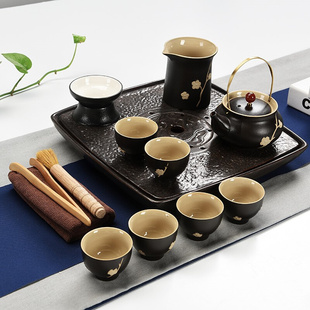 干泡茶台家用功夫茶具套装 茶道家用喝茶简约陶瓷茶盘排水茶海简约