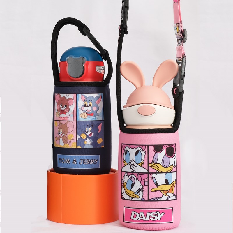 杯具熊儿a童杯保温杯600 630ml通用杯套手提斜挎防摔水壶保护袋