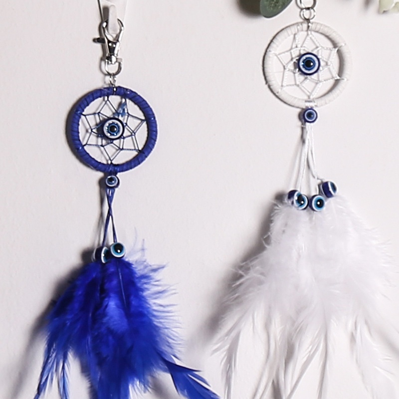 2025手工孔雀毛吸睛车载挂饰梦幻内饰捕梦网车内卧室两用装饰挂件