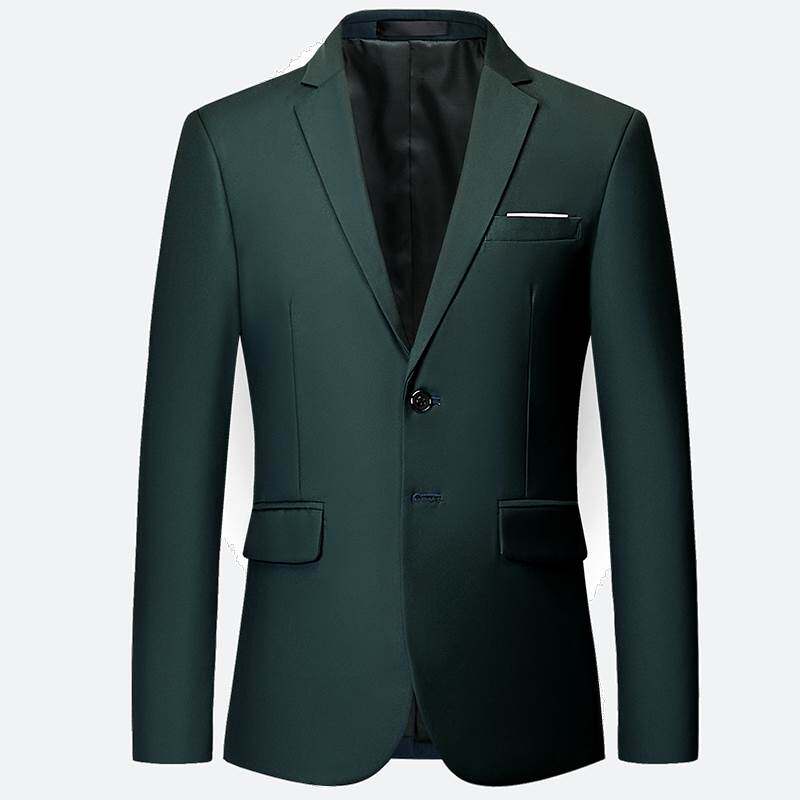 墨绿色免烫西装潮男工作西服双扣免烫抗皱好打理4XL大码公司制服