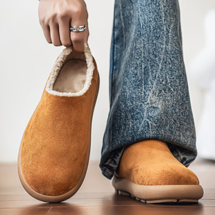 穆勒鞋冬季休闲包跟时尚厚底男士百搭加绒加厚男鞋加绒加厚QX03