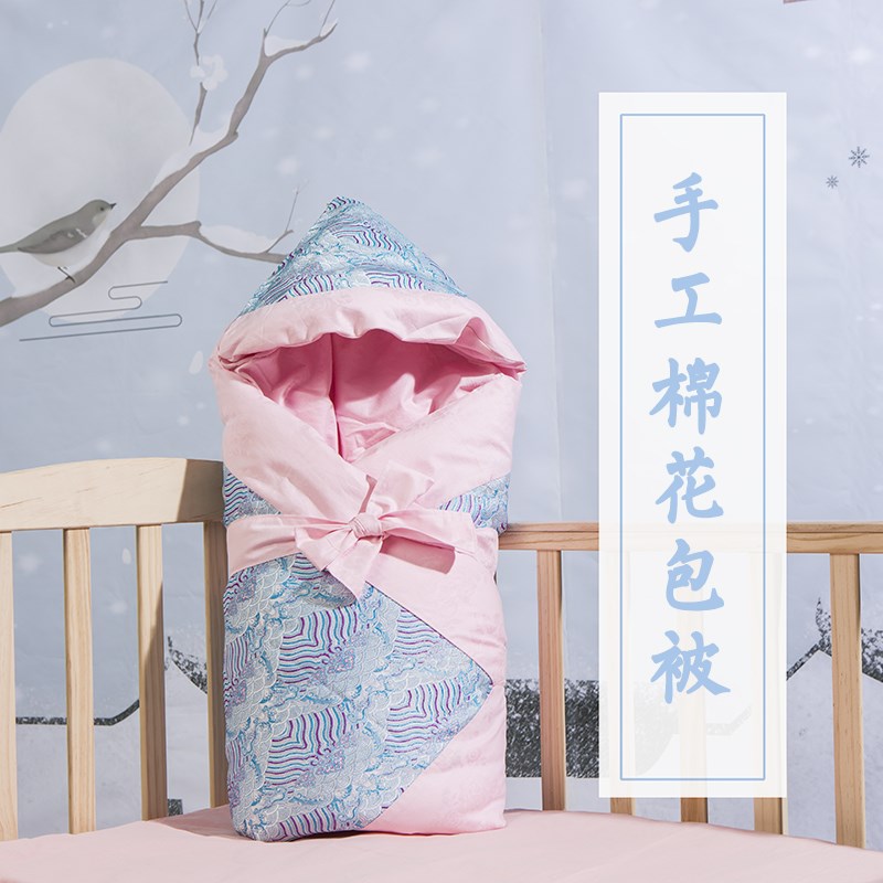 手工全棉花婴儿包被秋冬新生儿抱被抱毯宝宝O包被被子冬款加厚春