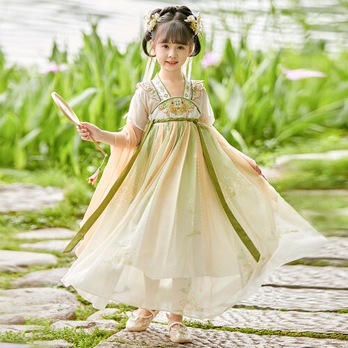 女童汉服连衣裙2025新款夏季古风超仙儿童古装女孩中国风唐装夏款