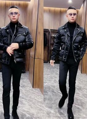 835 翻领羽绒棉加厚短款男士2022年冬季新款夹克外套机车内衣男装