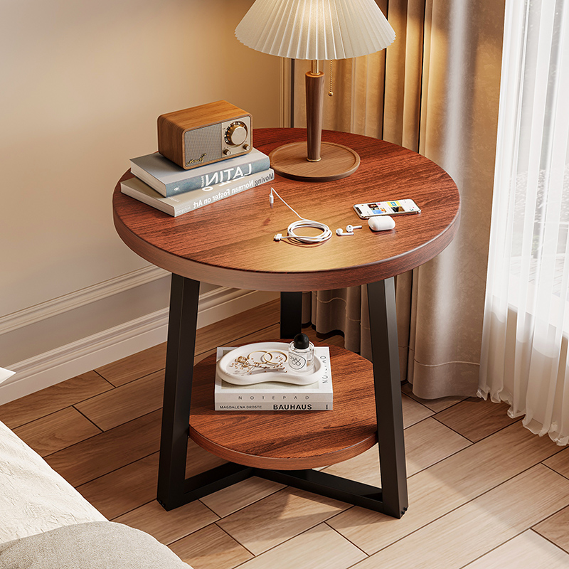 床边桌子置物架客厅沙发边几迷你木圆桌家用卧室床头桌小型茶几桌