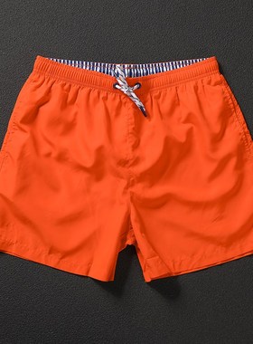 橙色泳裤男夏季沙滩裤三分速干短C裤内衬大码休闲裤宽松温泉游泳