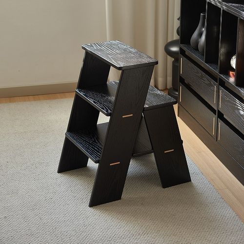 北欧实木梯凳家用沙发边几多功能双层置物架门口换鞋凳创意小板凳