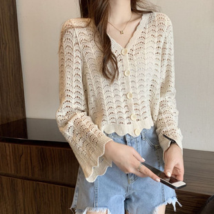 纯色花边镂空休闲时尚 时尚 显瘦百搭棉布衬 新款 蕾丝坎肩20g22春季