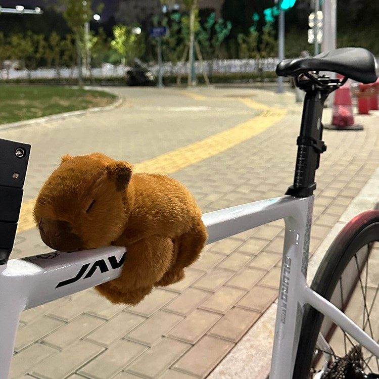 卡皮巴拉自行车装饰摆件公路山地单车可爱配件水豚公仔小乌龟背包