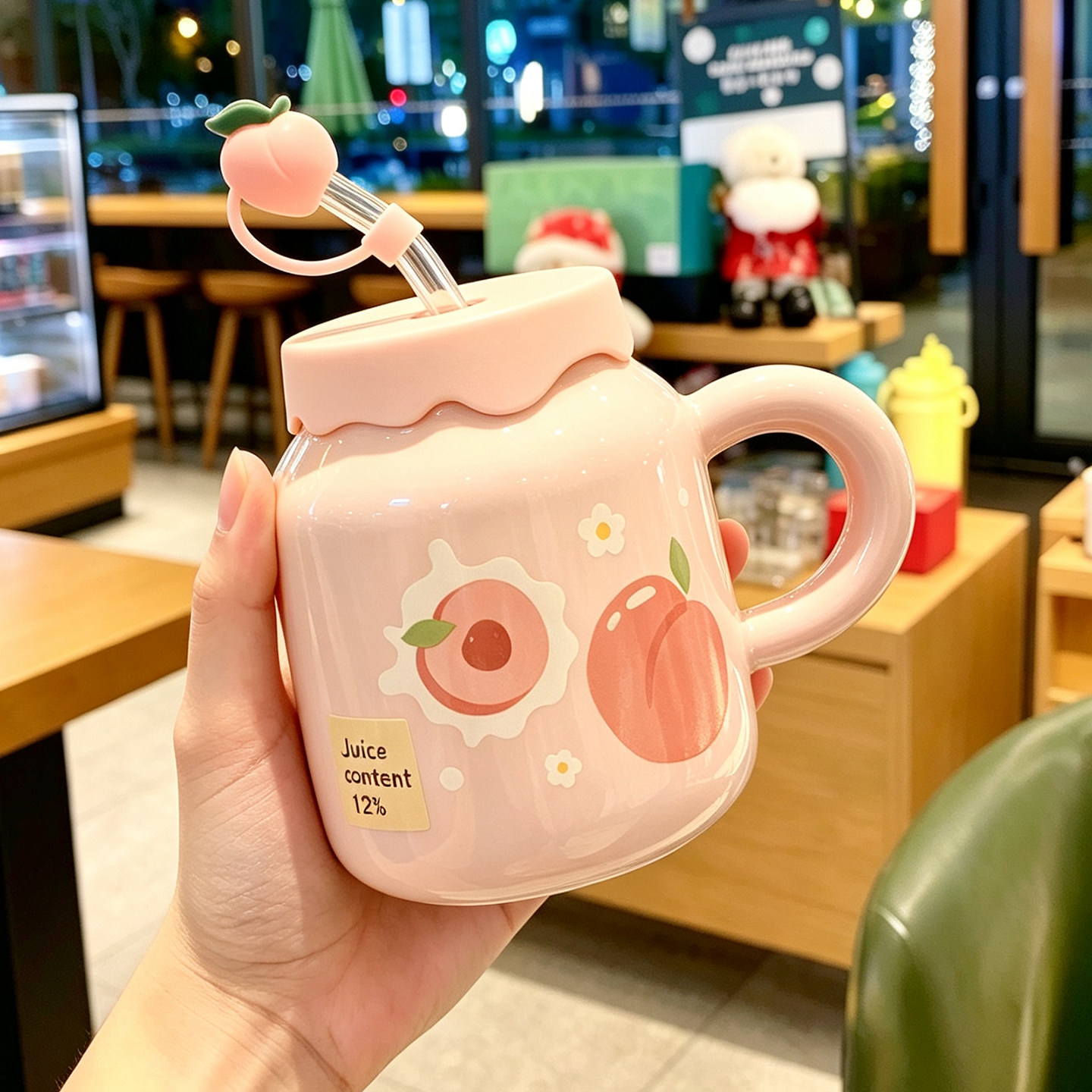 isn风高颜值陶瓷马克杯带盖防烫可爱创意网红高级吸管杯水杯女生