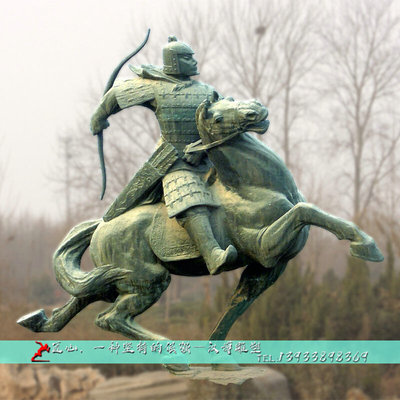 历史文化骑马人物铸铜雕像户外大型赵灵王雕塑定制园林名人铜雕