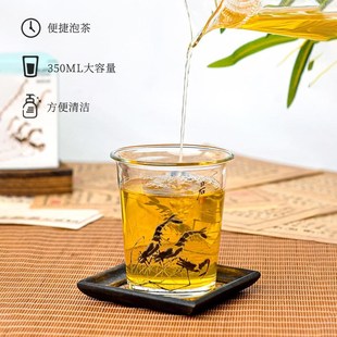 清华大学艺术博物馆萌生展齐白石画作六虾图玻璃杯办公室喝水杯