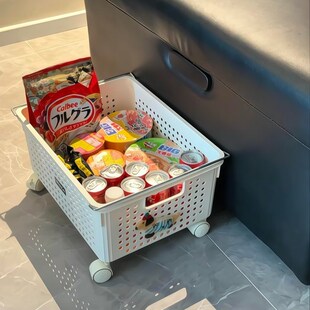 零食收纳筐带轮子小推车家居客厅宿舍装零食杂物储物整理筐大容量