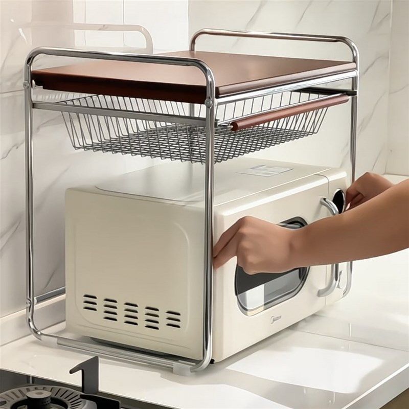 【厨房好物】中古风微波炉置物架厨房置物架台面电饭锅烤箱收纳层,厨房/烹饪用具,微波炉置物架,淘宝优惠券,粉丝福利购,淘宝优惠卷