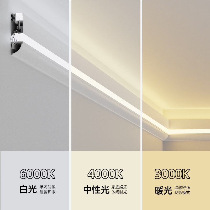 免吊顶双眼皮顶角线灯明装一体化发光石膏线灯天花客厅氛围装饰灯