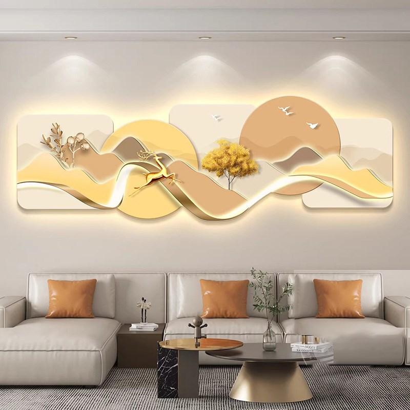 LED客厅高端装饰画新款t沙发背景墙壁画高级感灯光画卧室床头挂画