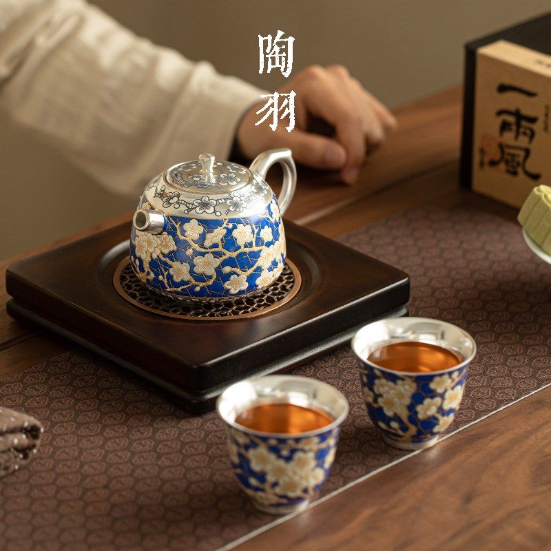 鎏银冰梅茶壶一壶两杯家用陶瓷泡茶壶茶杯功夫茶具套装中式礼盒装,餐饮具,功夫茶具,淘宝优惠券,粉丝福利购,淘宝优惠卷