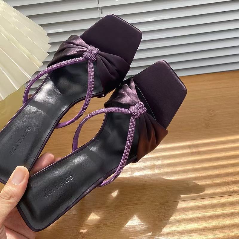 shoeswomen紫色绸缎水钻
