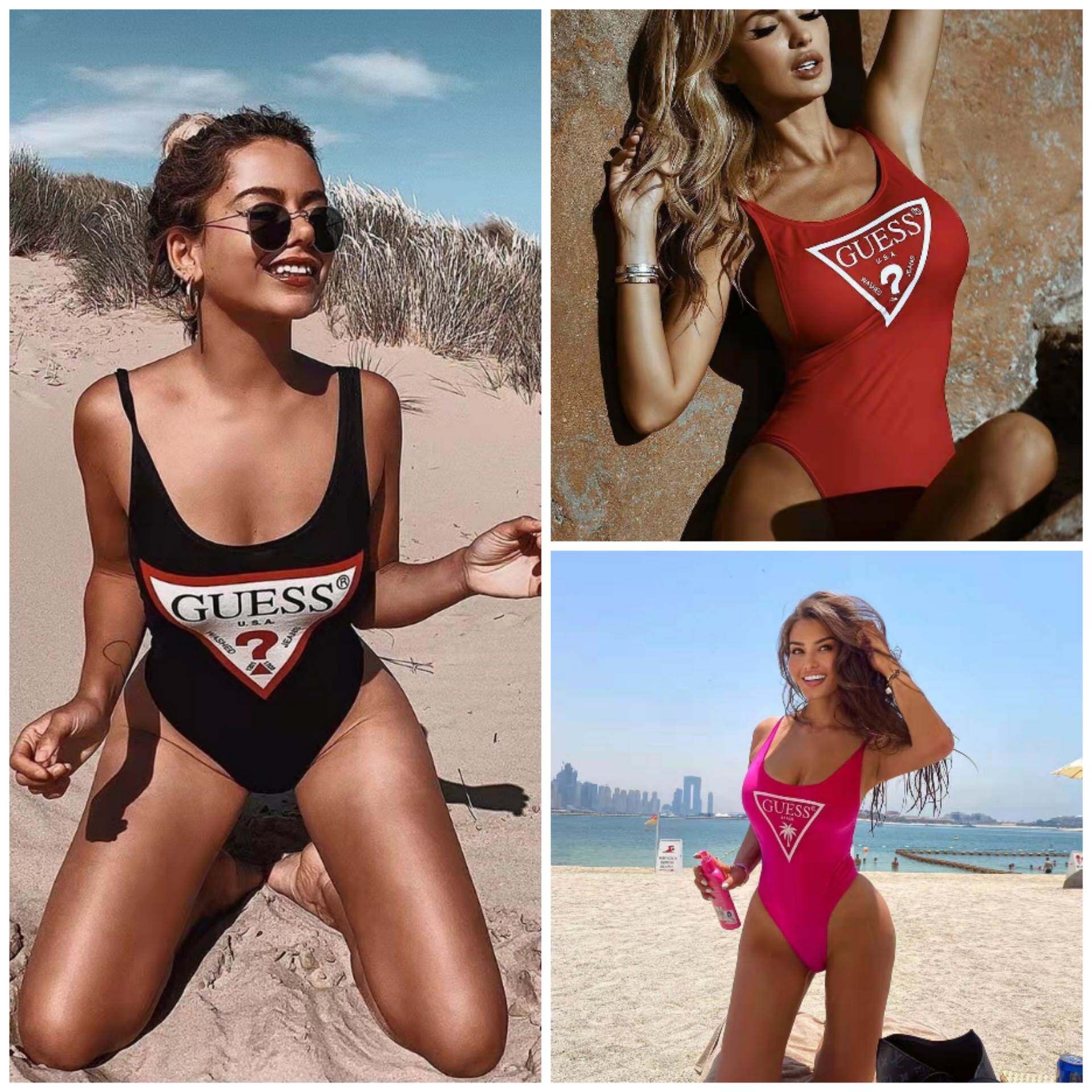 One-piece swimsuit offset bikini胶印性感连体泳衣欧美泳装女款