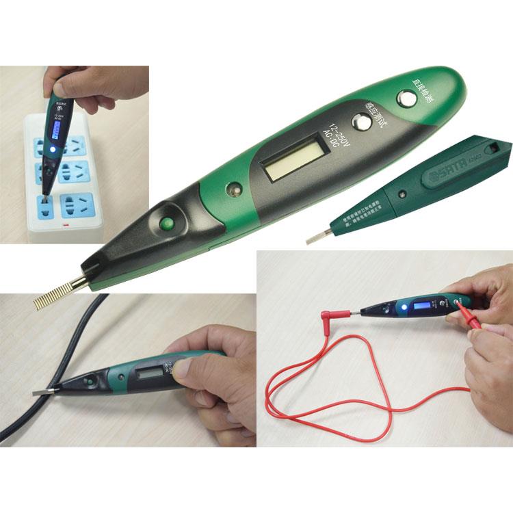 双色带照明灯数显测电笔 62602