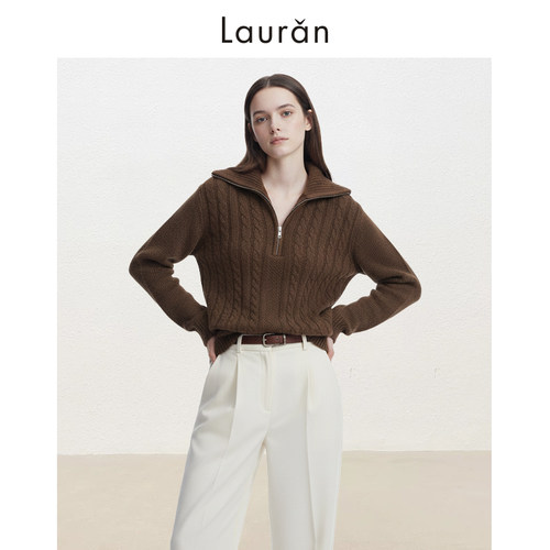 Lauran*老钱风polo领针织衫毛衣