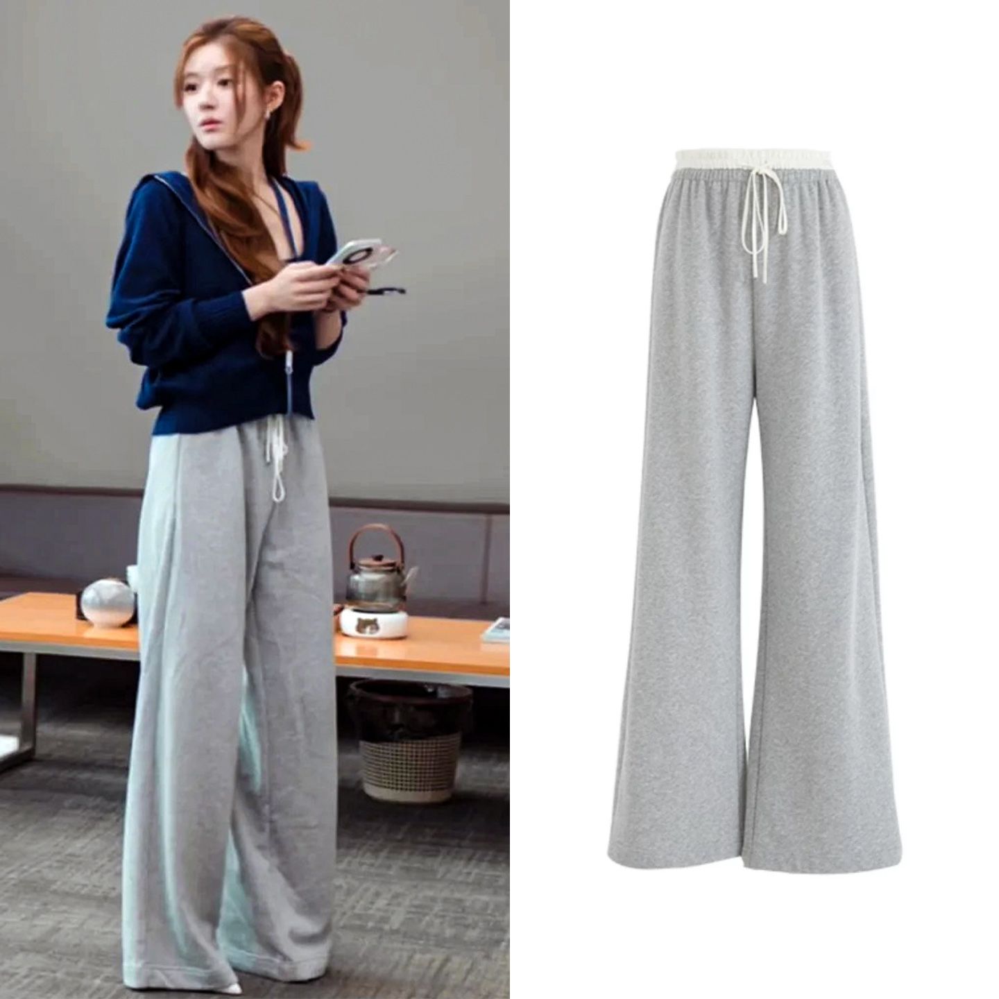 现货/赵露思同款灰色直筒休闲裤