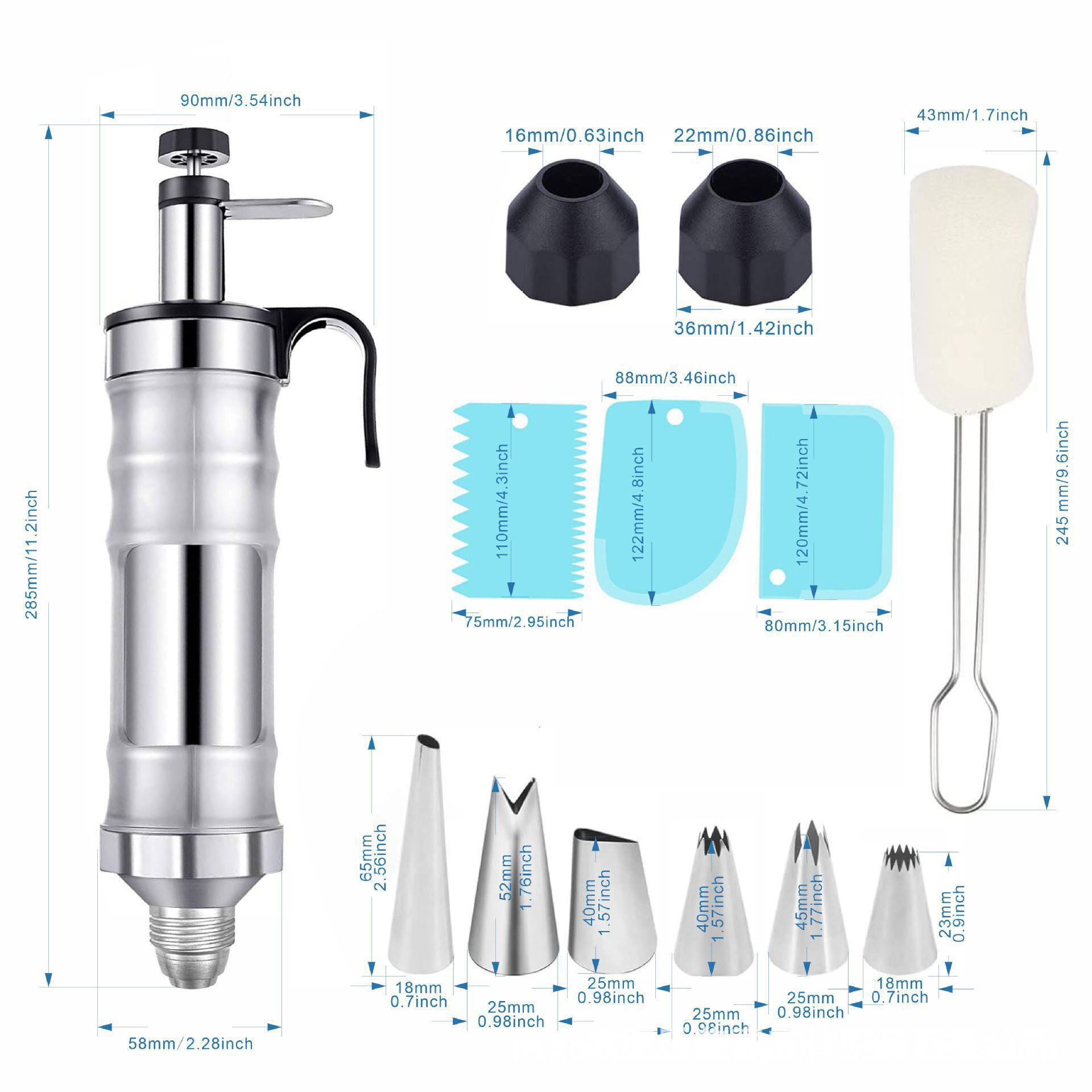 日本曲奇饼干裱花枪烘焙模具蛋糕挤压神器全套挤花不锈钢工具袋器
