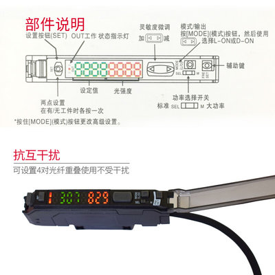 高精度光纤放大器智能双数显红外线感应兼容性强光电开关传感器