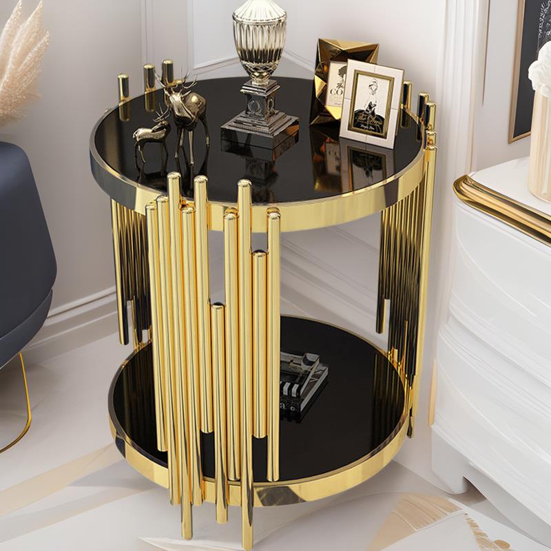 圆形边几轻奢客厅沙发角几简约现代床头柜创意大理石桌网红小茶几