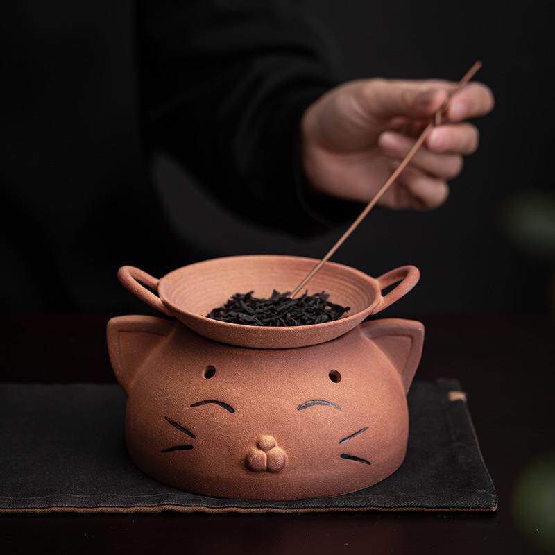 日式粗陶家用蜡烛烤茶炉陶瓷焙茶炉醒茶器提香暖茶台器具套装