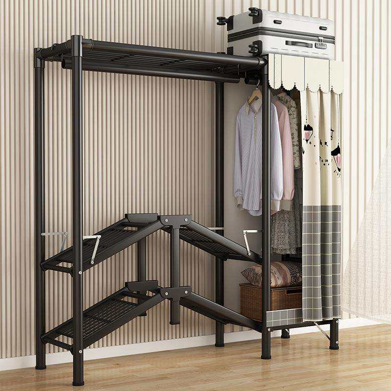 r^衣柜家用卧室免安装可折叠简易组装布衣橱全钢架结实耐用出租房