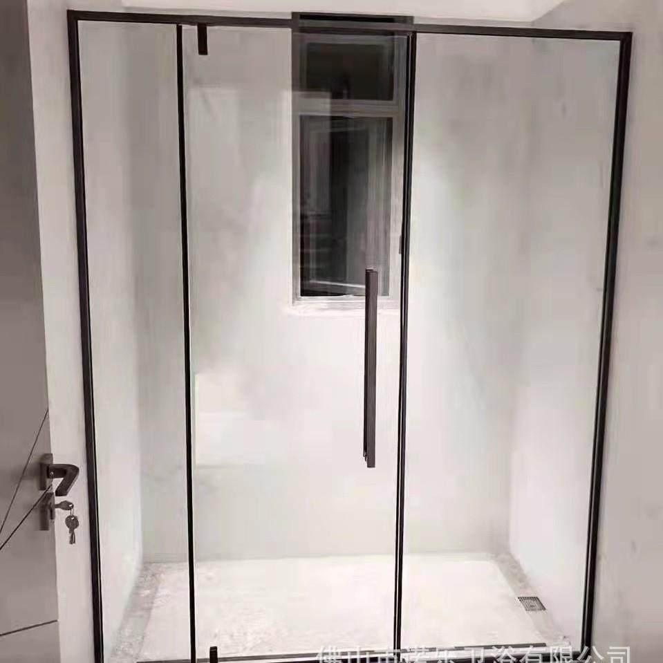 简易淋浴房扇形玻璃门整体洗澡间黑框隔断屏风浴室房干湿分离屏风