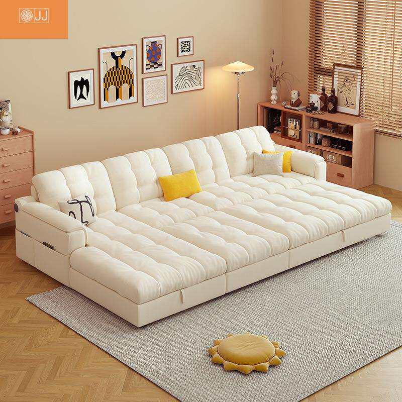 家用贵妃直排伸缩推拉小户型客厅沙发2026新款沙发床网红款猫爪绒