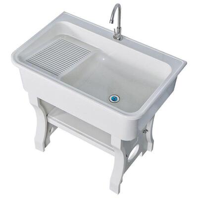 洗衣池带搓衣板室外阳台家用一体简易石英石水槽大理石庭院洗