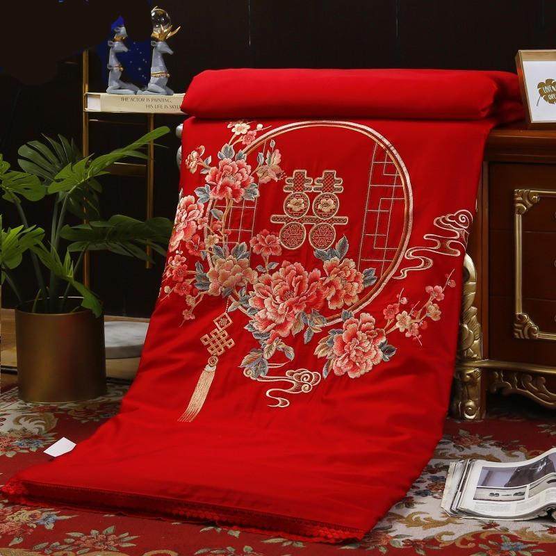 新中式结婚绣花蚕丝被正宗柞蚕丝A类春秋被子冬被6斤婚庆喜被,纺织面料/辅料/配套,纺织机械配件,淘宝优惠券,粉丝福利购,淘宝优惠卷