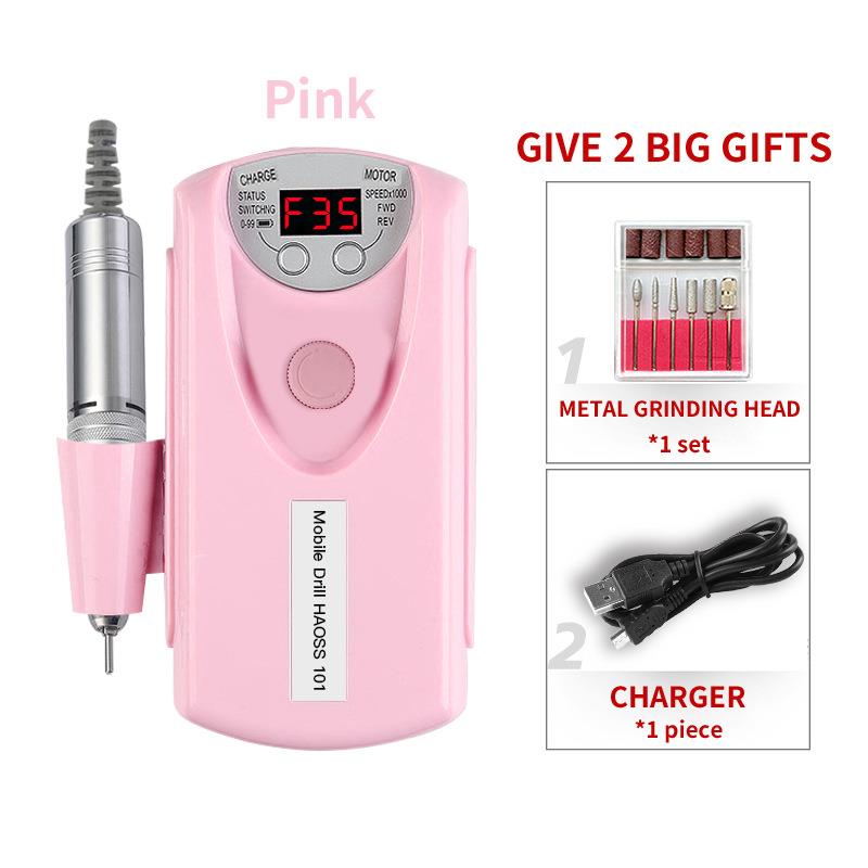 直销美甲打磨机便携电动磨甲器美甲工具大屏显示充电美甲机Y