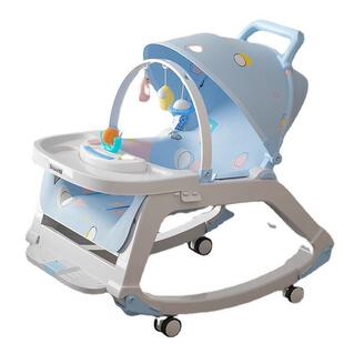 婴儿摇椅带餐盘音乐儿童餐椅遛娃遮阳棚滑轮儿童推车儿童座椅