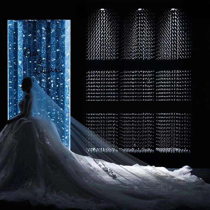 婚庆道具镂空水晶珠帘分段珠串珠链婚礼菠萝珠线帘子背景新品