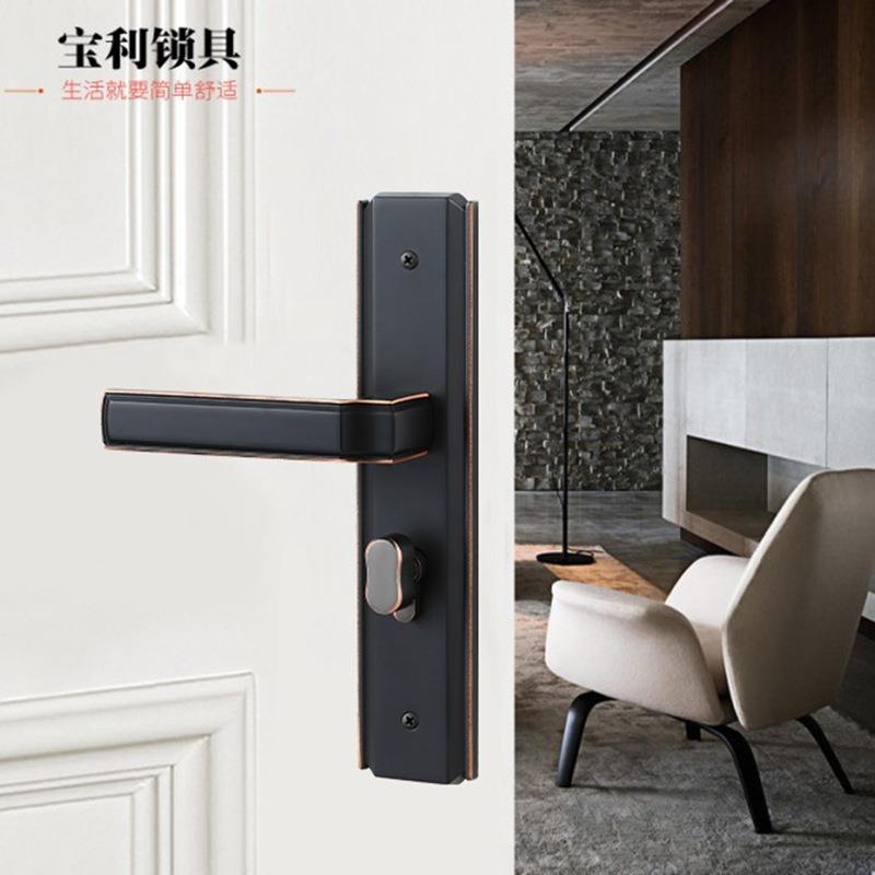 直销美式黑色卧室房门执手锁现代简约实木门锁具静音室内门锁