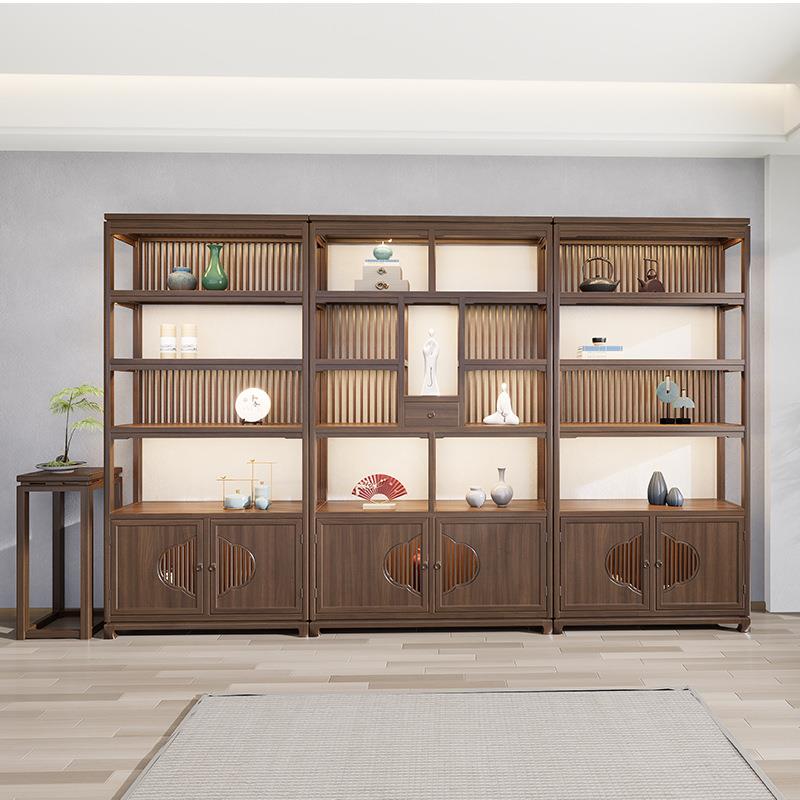 茶品新中式博古架落地茶边柜茶具架子展示架展台设计产品实木展柜