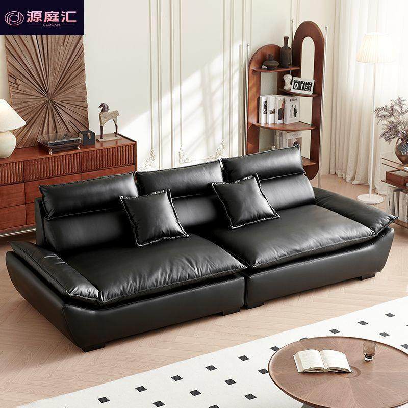 真皮沙发客厅意式极简沙发轻奢现代创意直排超宽坐深帆船皮艺沙发